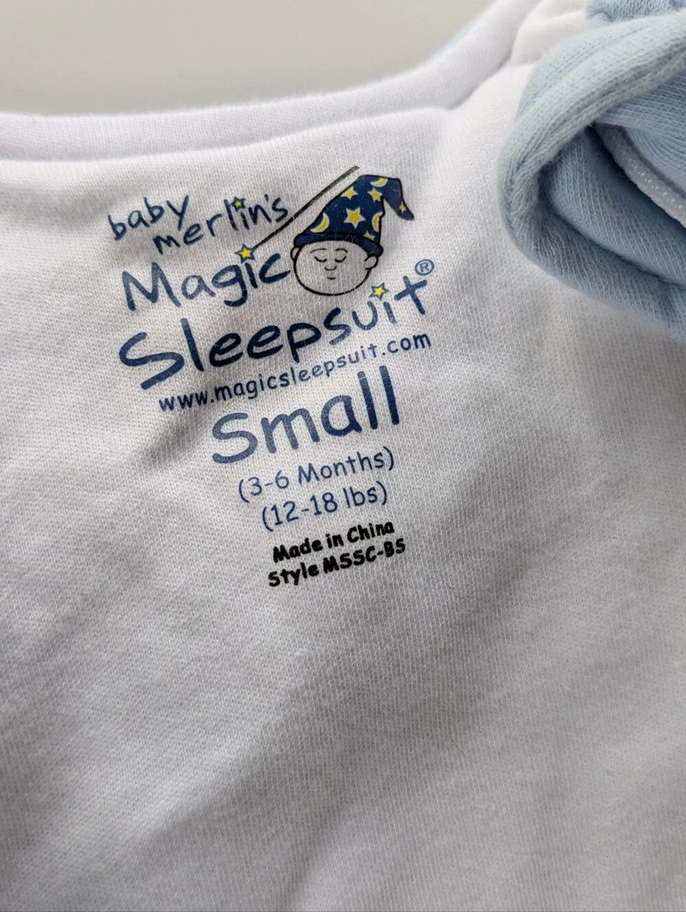 Baby Merlin's Magic Sleepsuit Large 3-6 Months Baby Blue Suit.
